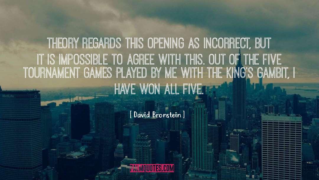 David Bronstein Quotes: Theory regards this opening as