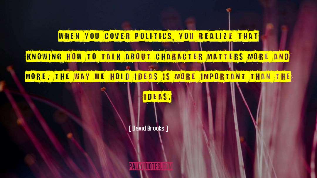 David Brooks Quotes: When you cover politics, you