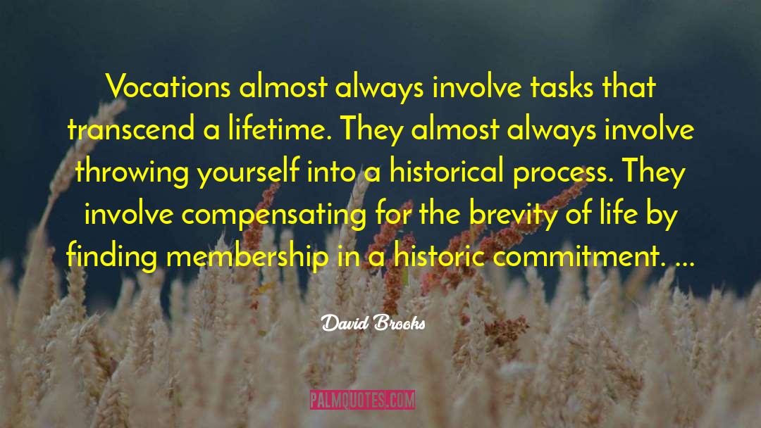 David Brooks Quotes: Vocations almost always involve tasks