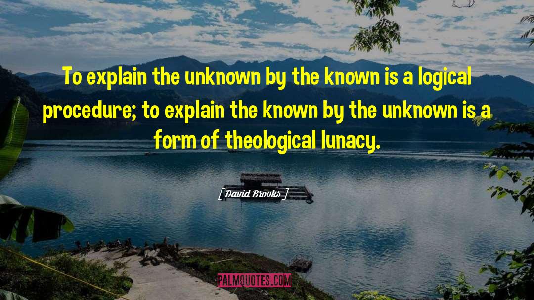 David Brooks Quotes: To explain the unknown by