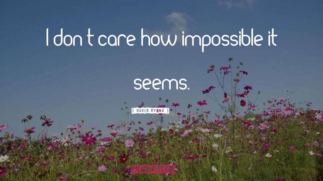 David Byrne Quotes: I don't care how impossible