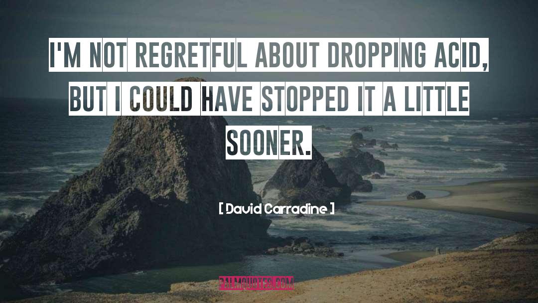 David Carradine Quotes: I'm not regretful about dropping