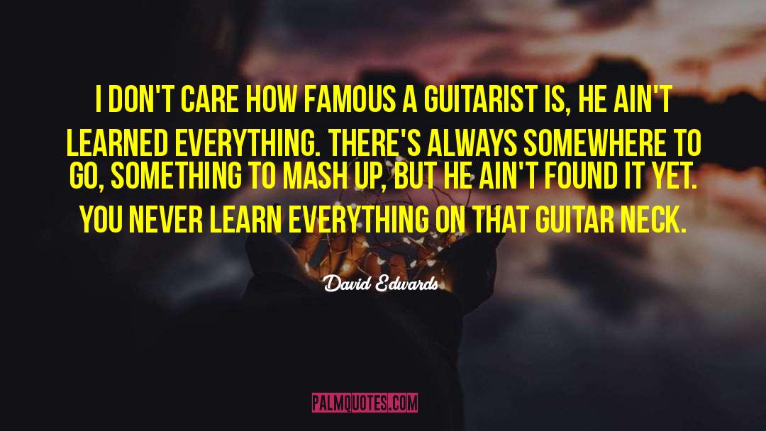 David Edwards Quotes: I don't care how famous