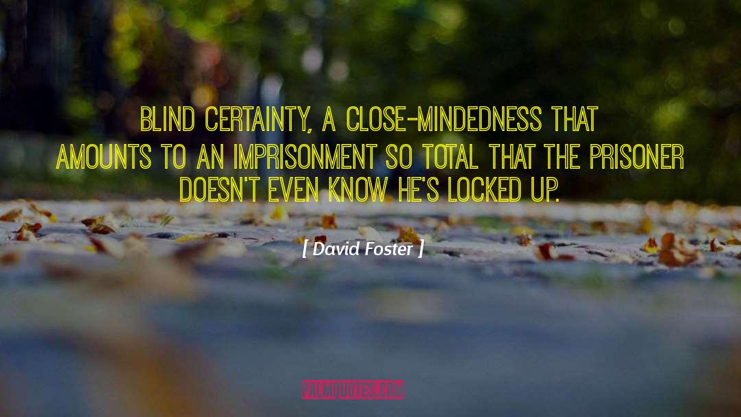 David Foster Quotes: Blind certainty, a close-mindedness that