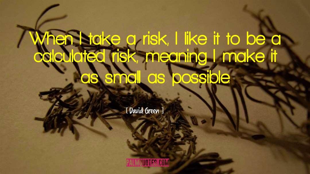 David       Green Quotes: When I take a risk,