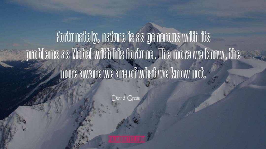 David Gross Quotes: Fortunately, nature is as generous