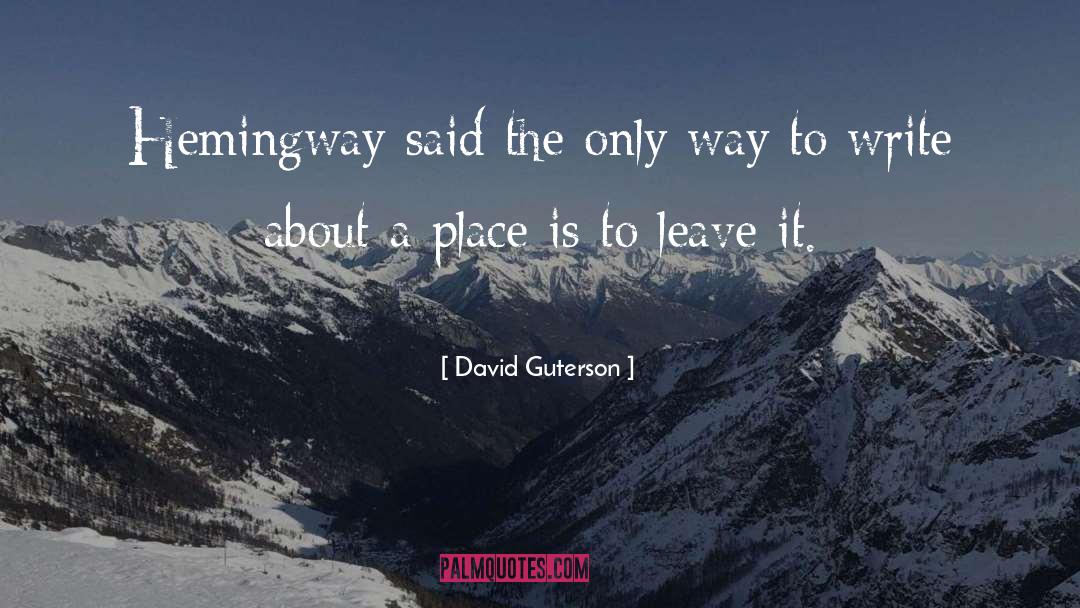 David Guterson Quotes: Hemingway said the only way