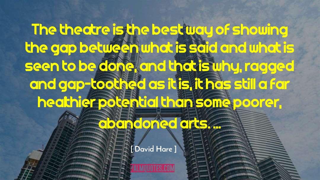 David Hare Quotes: The theatre is the best