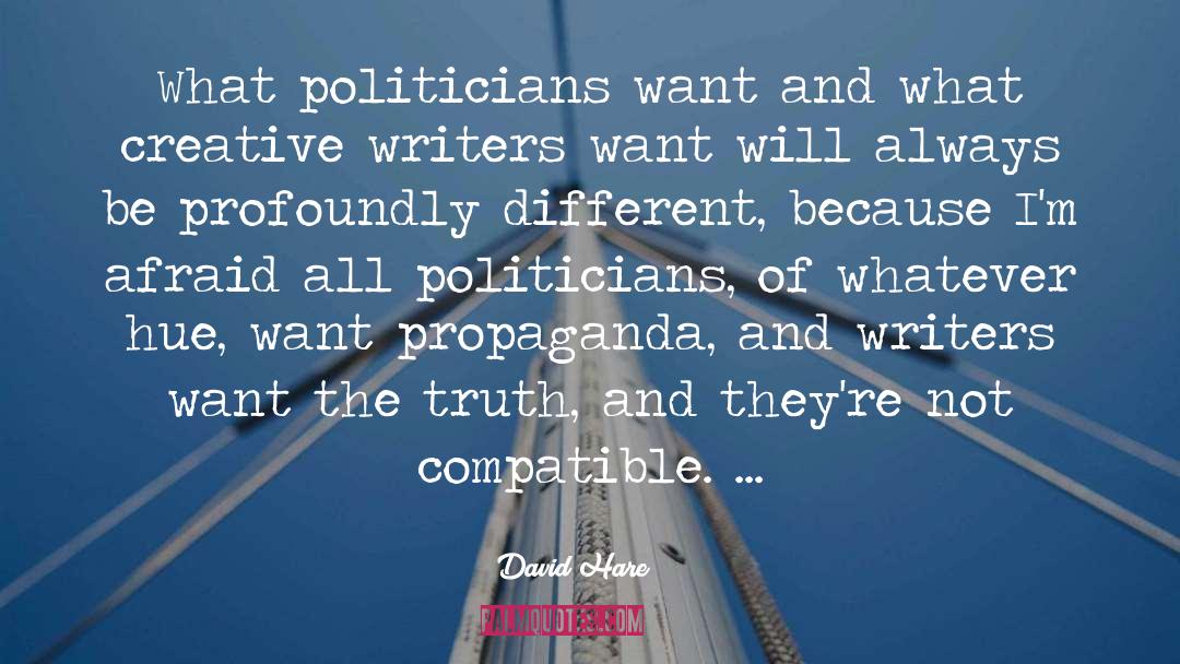 David Hare Quotes: What politicians want and what