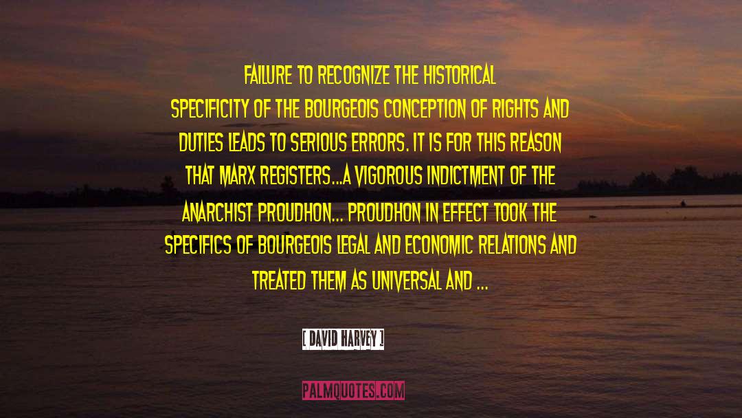 David Harvey Quotes: Failure to recognize the historical
