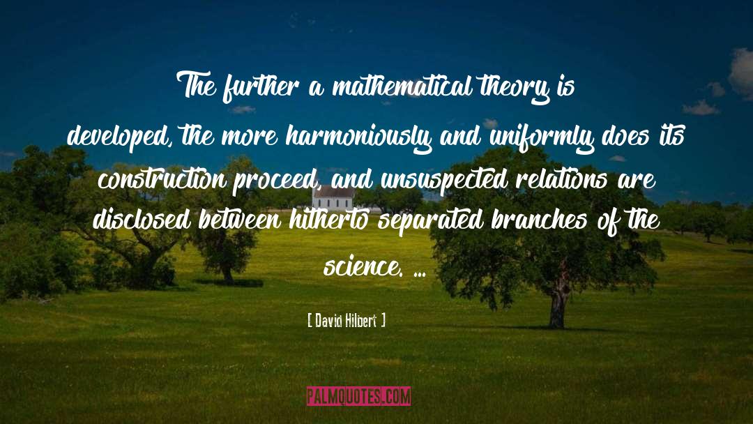 David Hilbert Quotes: The further a mathematical theory