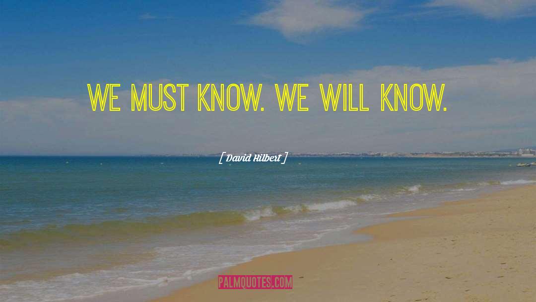 David Hilbert Quotes: We must know. We will