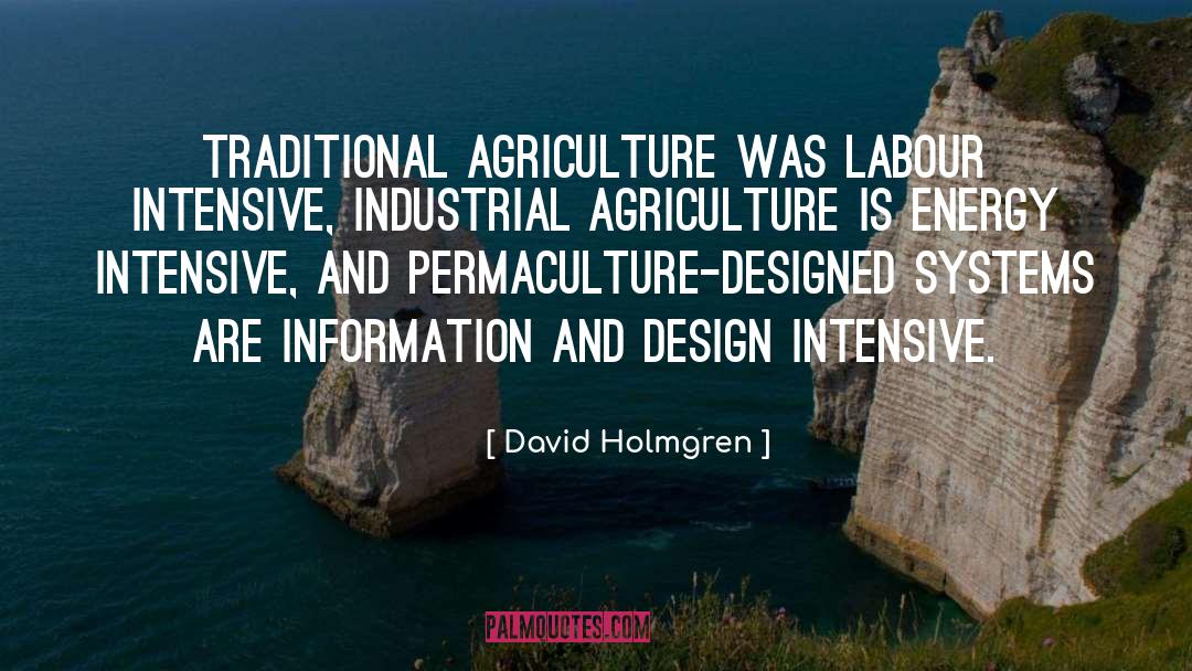 David Holmgren Quotes: Traditional agriculture was labour intensive,