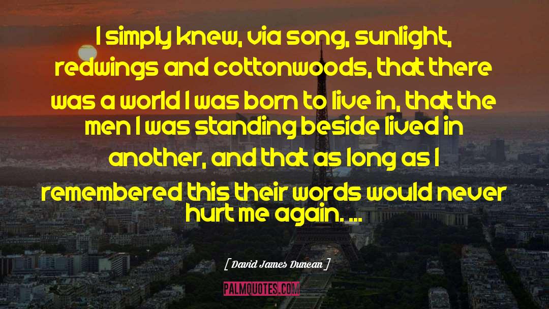 David James Duncan Quotes: I simply knew, via song,