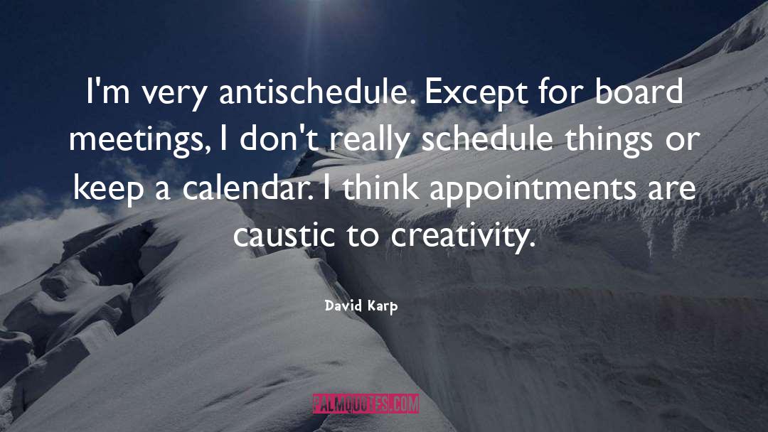 David Karp Quotes: I'm very antischedule. Except for