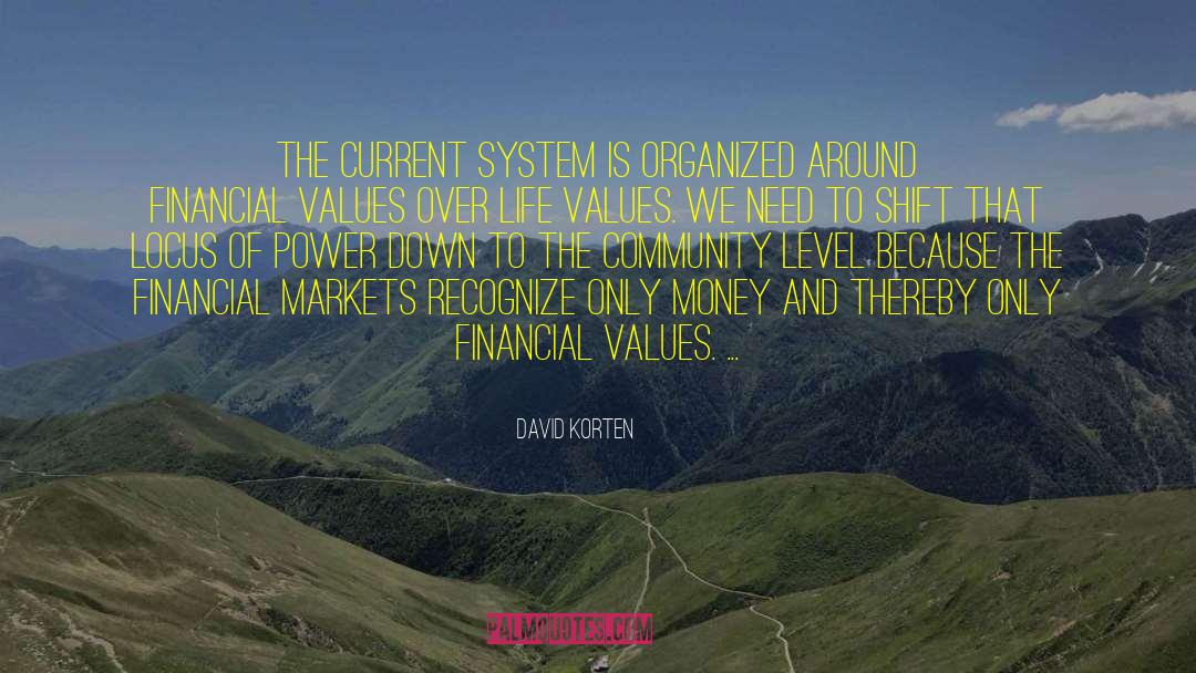 David Korten Quotes: The current system is organized