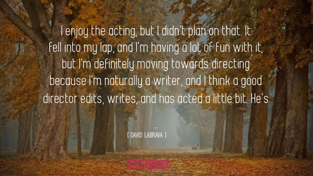 David Labrava Quotes: I enjoy the acting, but