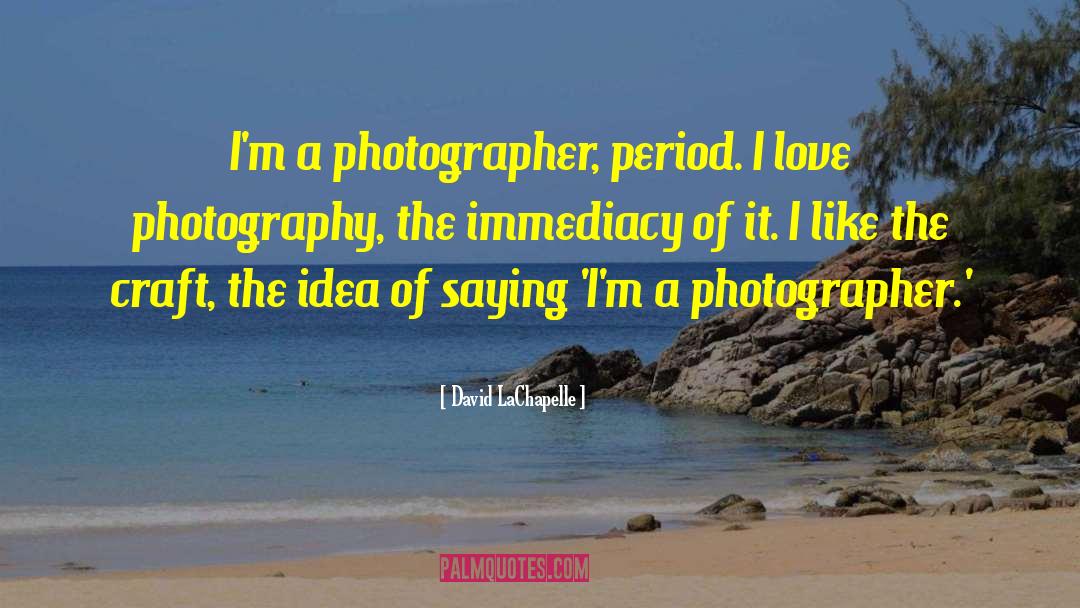 David LaChapelle Quotes: I'm a photographer, period. I