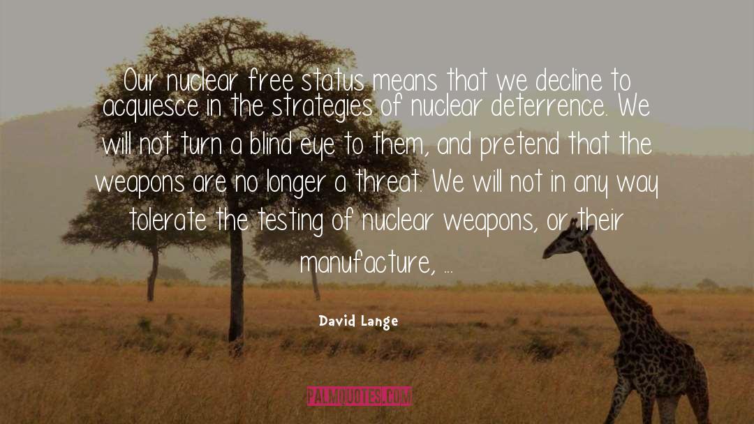 David Lange Quotes: Our nuclear free status means