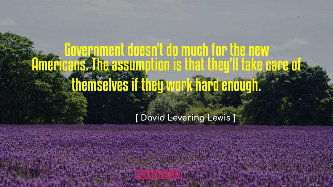 David Levering Lewis Quotes: Government doesn't do much for