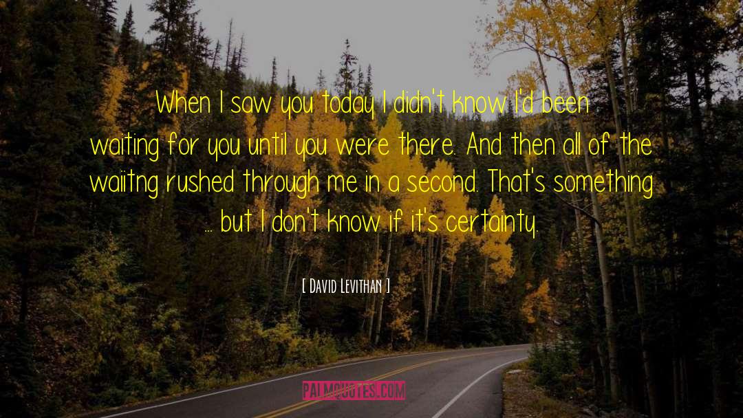 David Levithan Quotes: When I saw you today