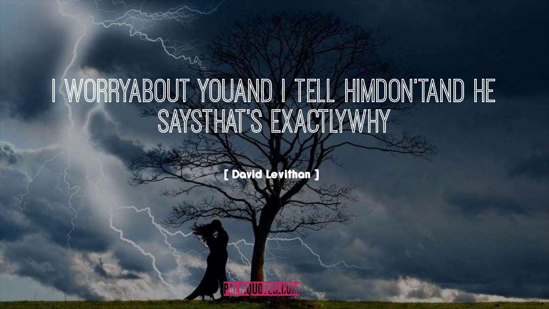 David Levithan Quotes: I worry<br>about you<br>and i tell