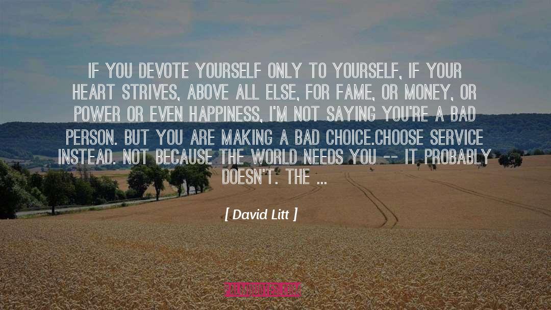 David Litt Quotes: If you devote yourself only