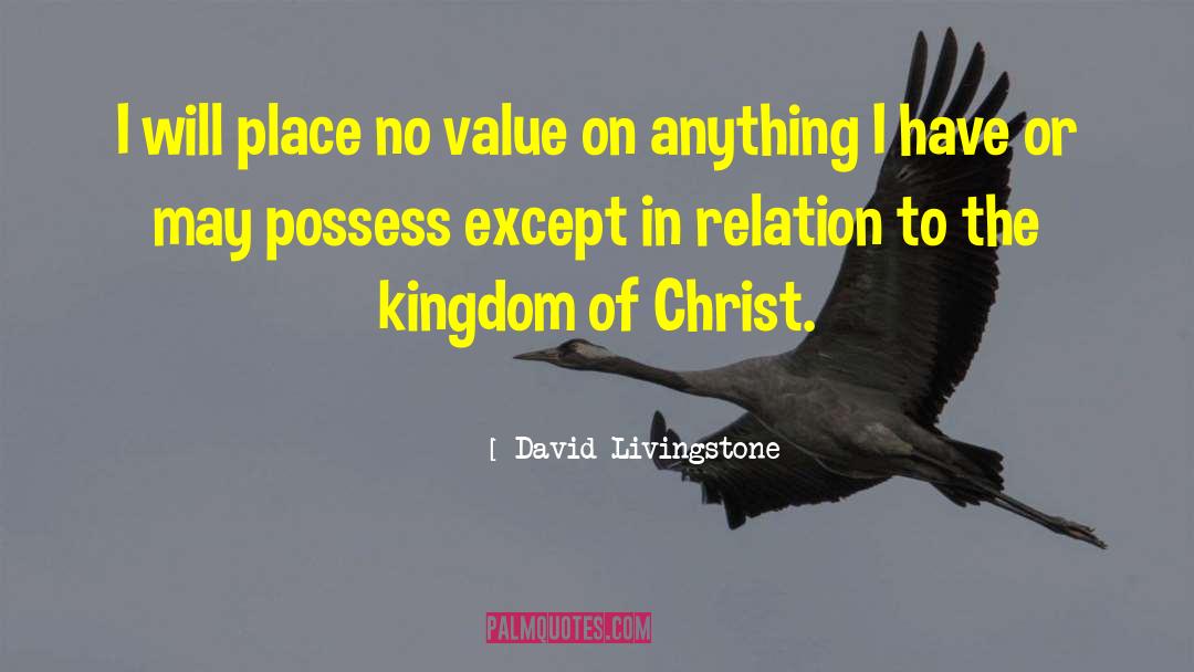 David Livingstone Quotes: I will place no value