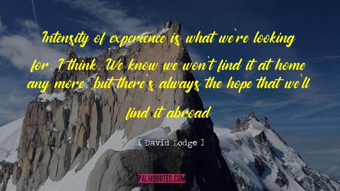 David Lodge Quotes: Intensity of experience is what