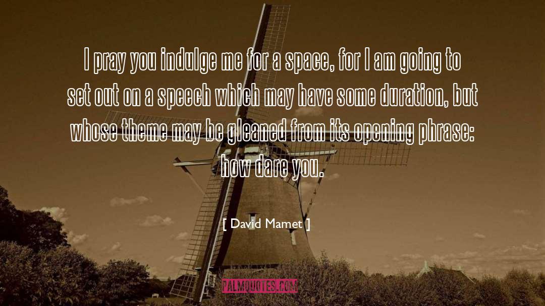 David Mamet Quotes: I pray you indulge me