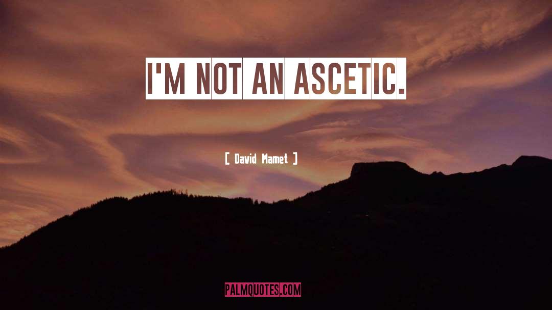 David Mamet Quotes: I'm not an ascetic.