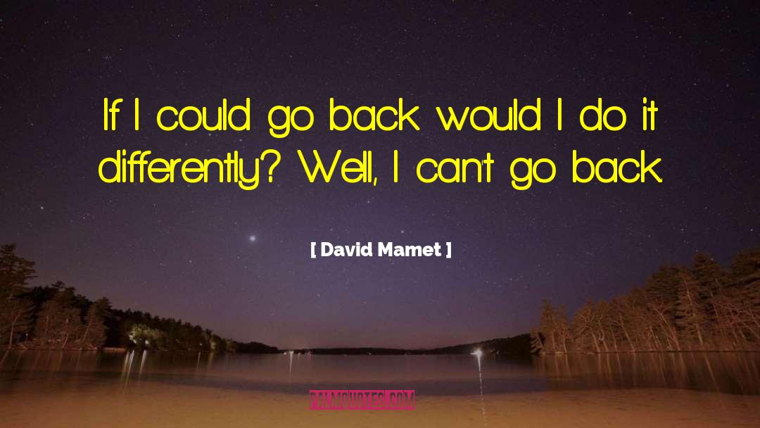 David Mamet Quotes: If I could go back