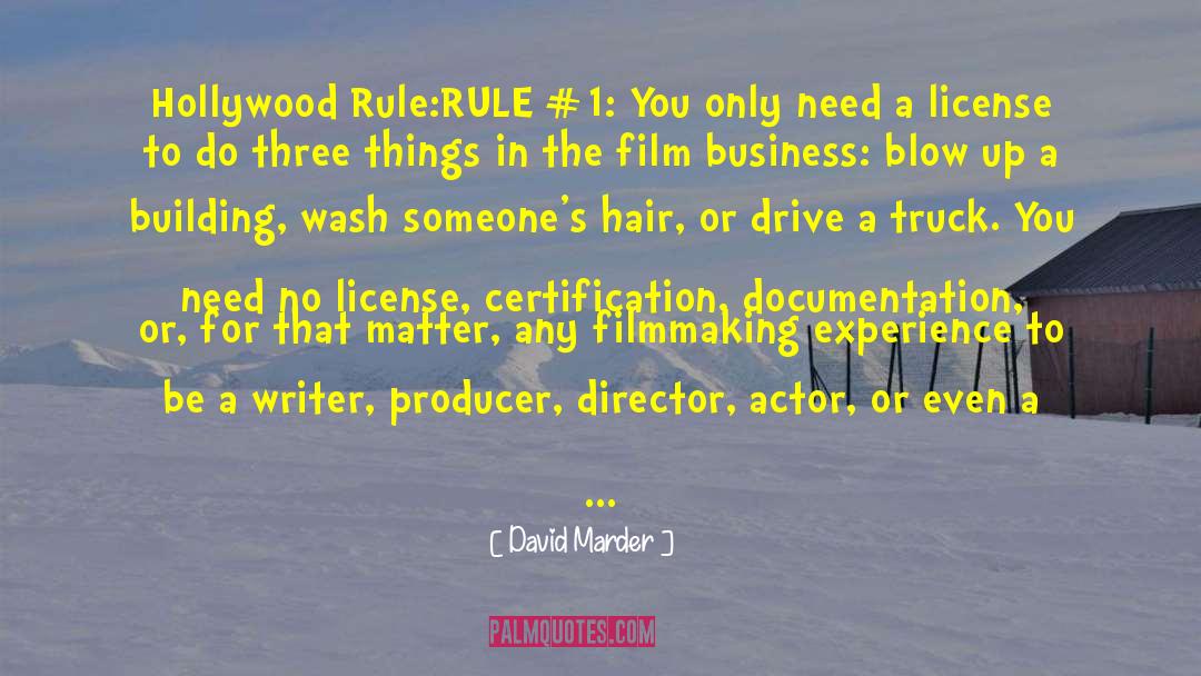 David Marder Quotes: Hollywood Rule:<br /><br />RULE #1: