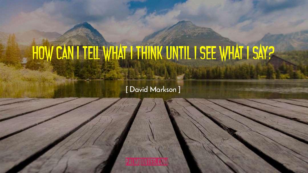 David Markson Quotes: How can I tell what