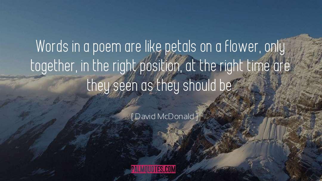 David McDonald Quotes: Words in a poem are
