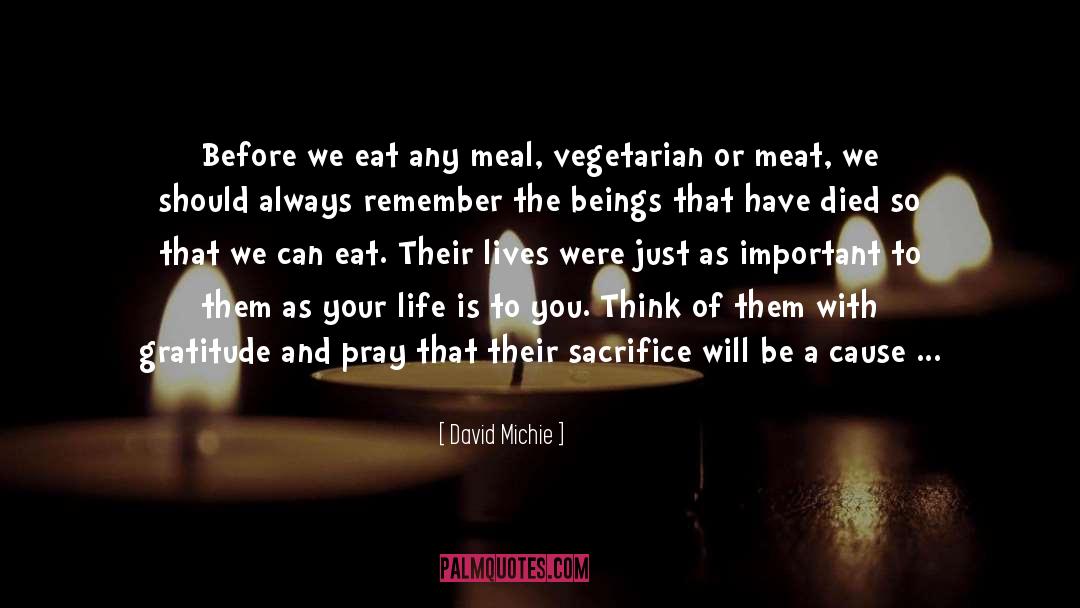 David Michie Quotes: Before we eat any meal,
