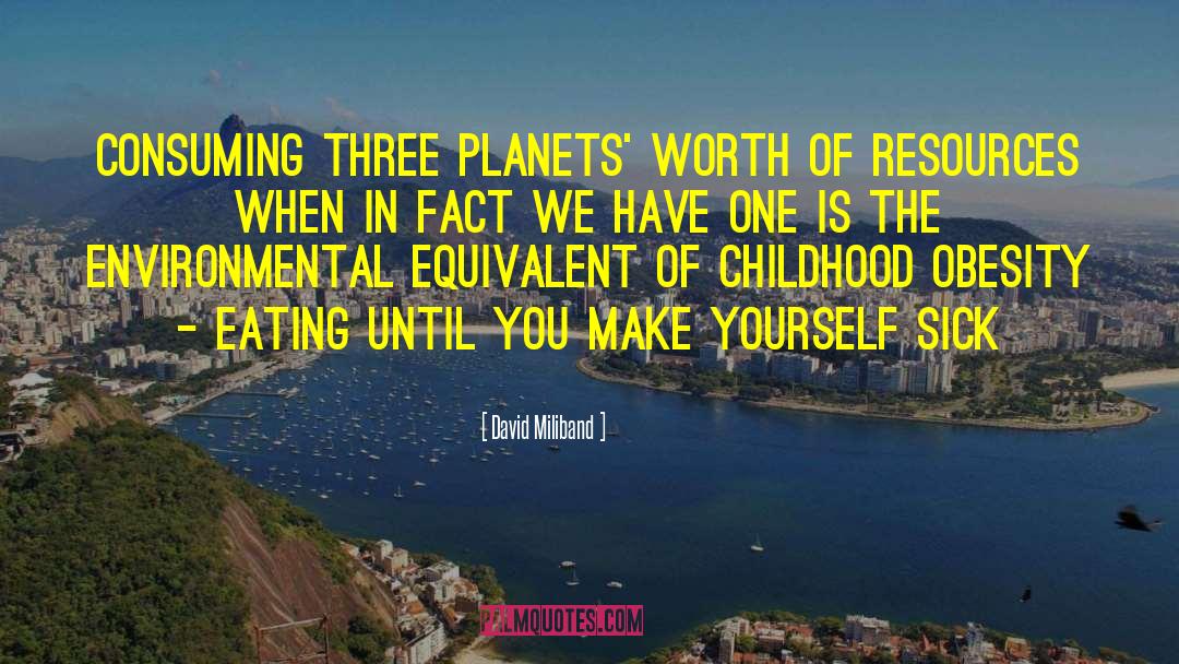 David Miliband Quotes: Consuming three planets' worth of