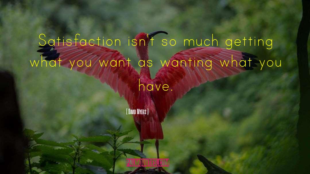 David Myers Quotes: Satisfaction isn't so much getting