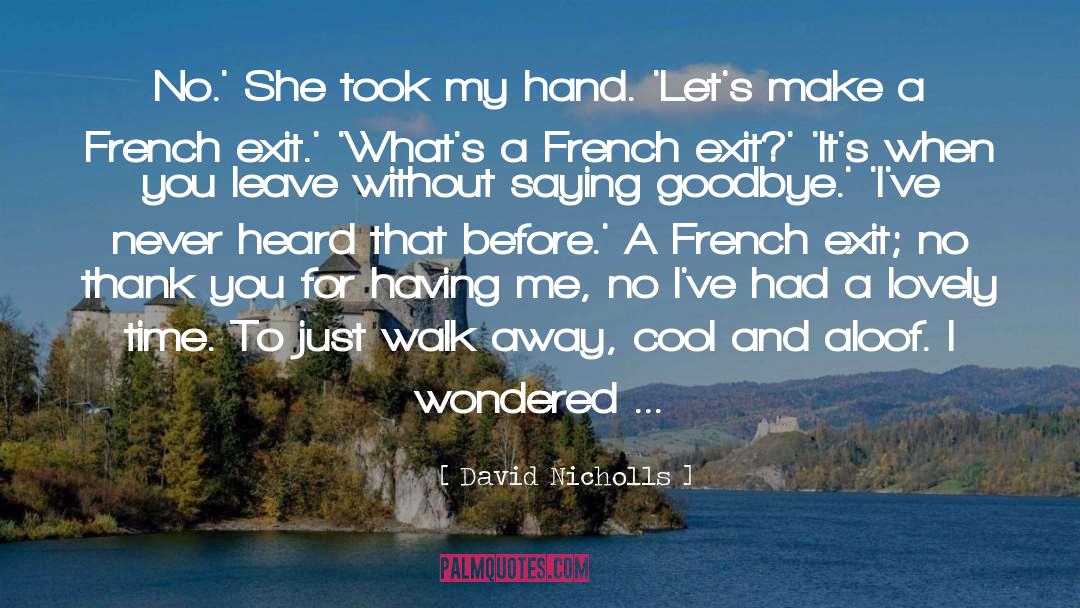 David Nicholls Quotes: No.' She took my hand.