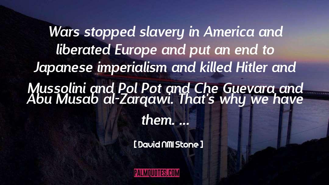 David NMI Stone Quotes: Wars stopped slavery in America