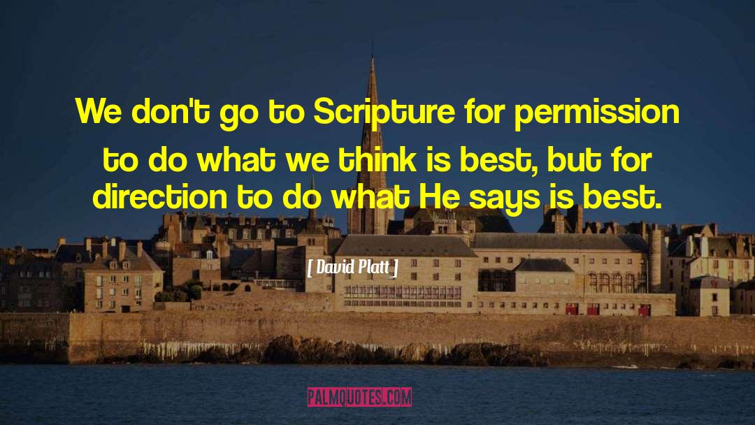 David Platt Quotes: We don't go to Scripture