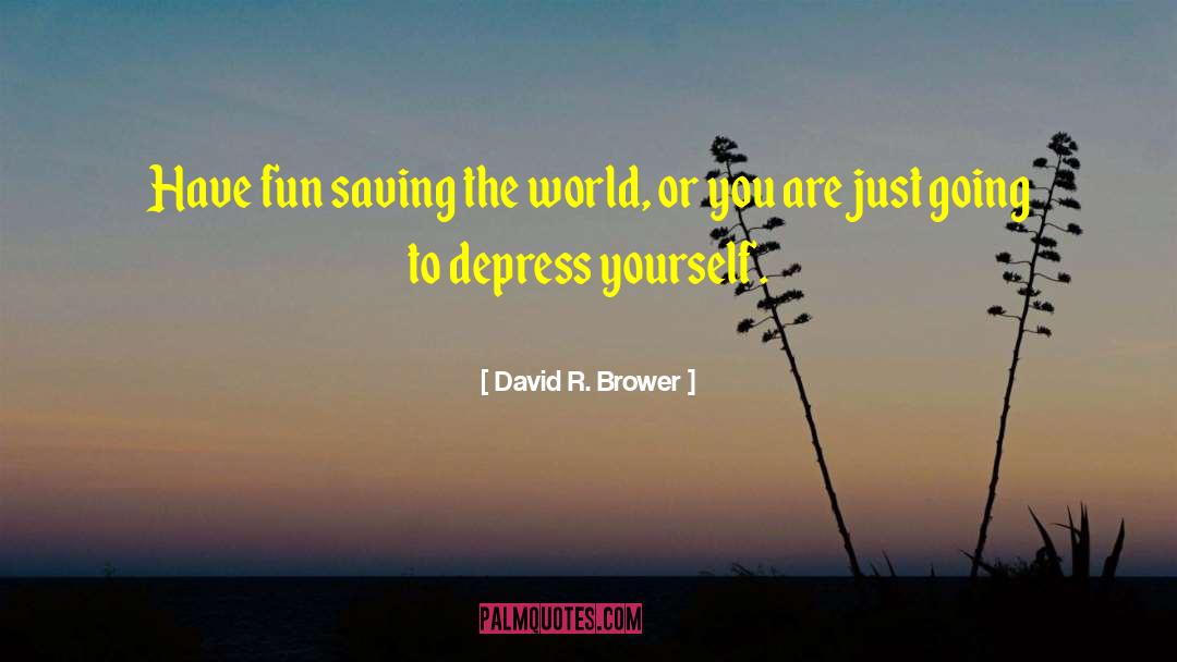David R. Brower Quotes: Have fun saving the world,