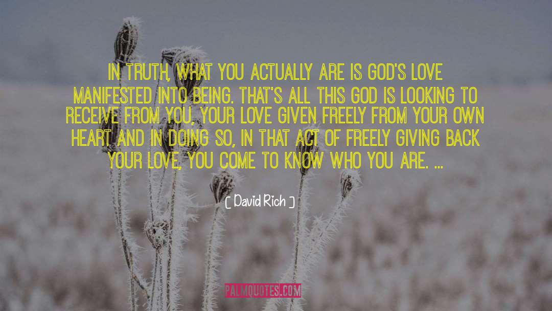 David Rich Quotes: In truth, what you actually