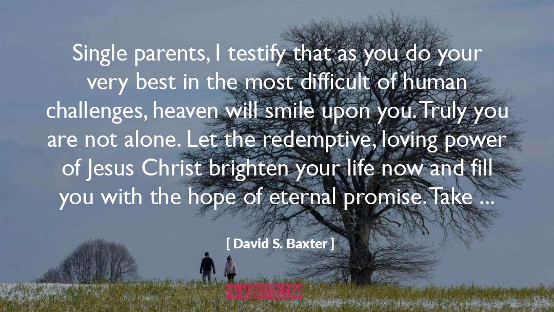 David S. Baxter Quotes: Single parents, I testify that