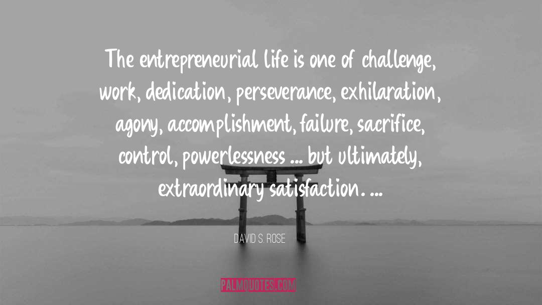 David S. Rose Quotes: The entrepreneurial life is one
