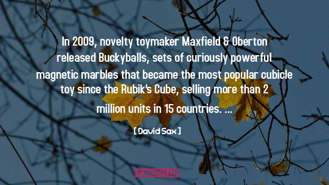 David Sax Quotes: In 2009, novelty toymaker Maxfield