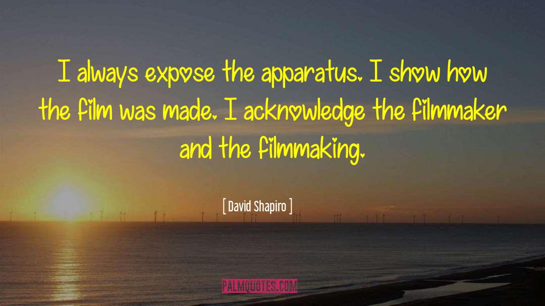 David Shapiro Quotes: I always expose the apparatus.