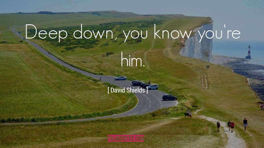 David Shields Quotes: Deep down, you know you're