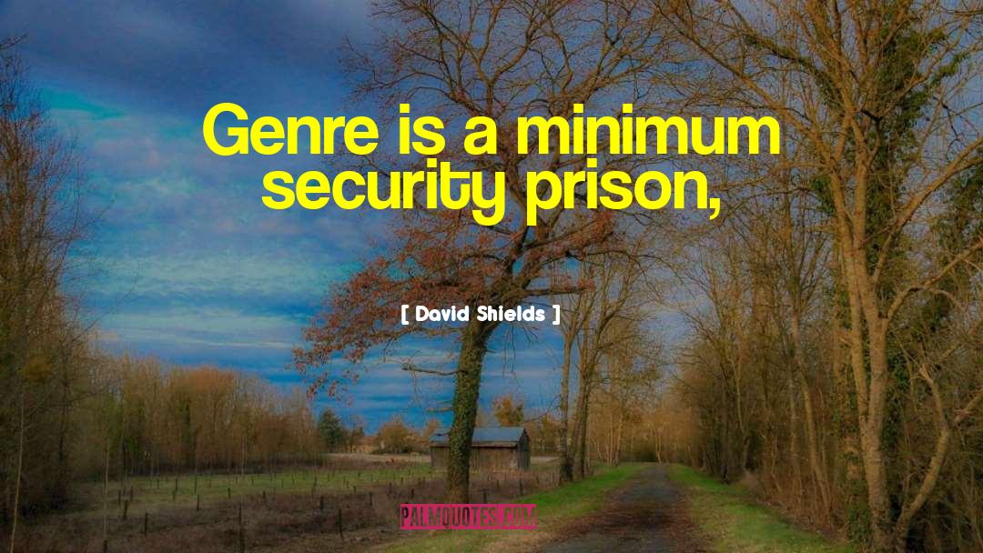 David Shields Quotes: Genre is a minimum security