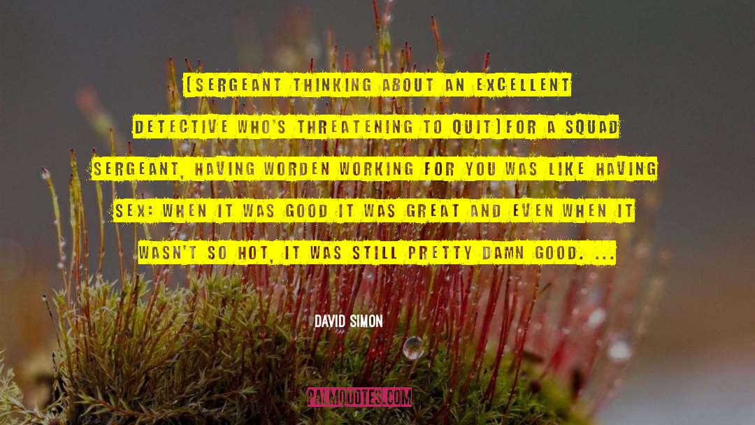 David Simon Quotes: (sergeant thinking about an excellent